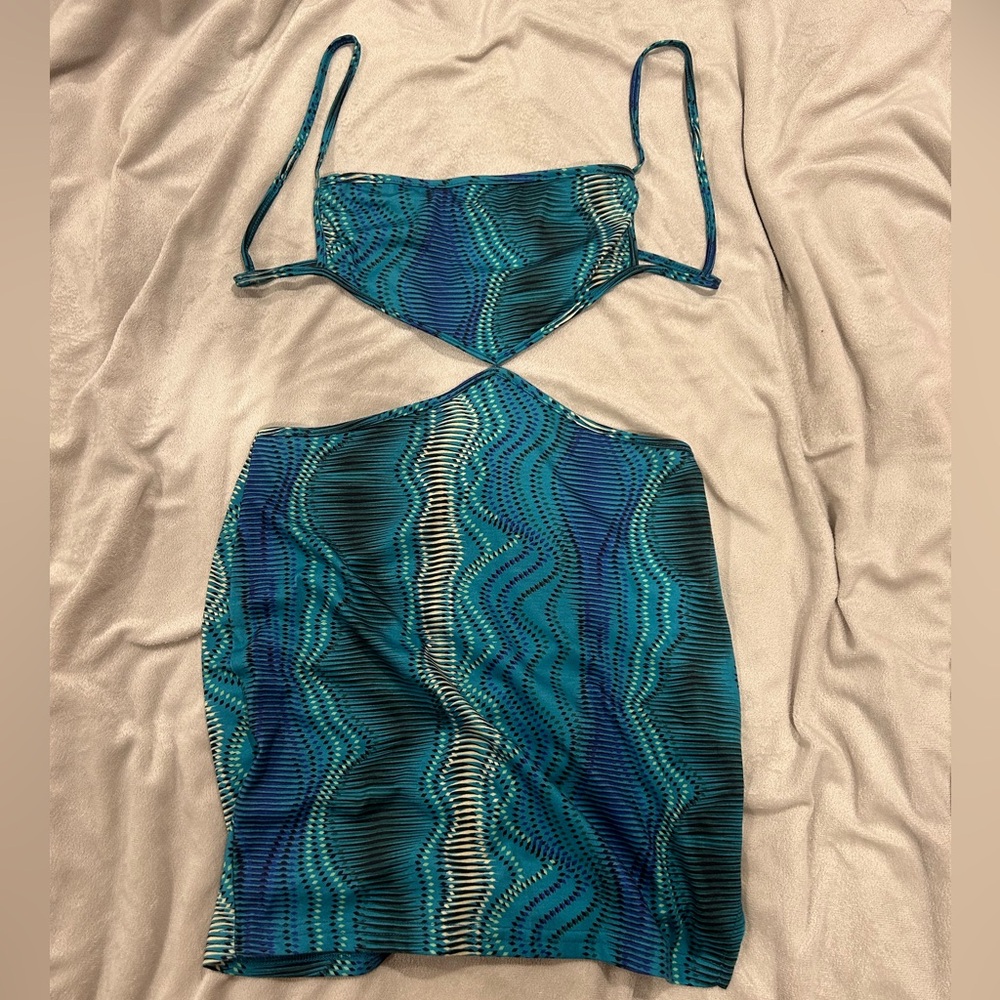 Blue and Black Patterned Two-Piece Set